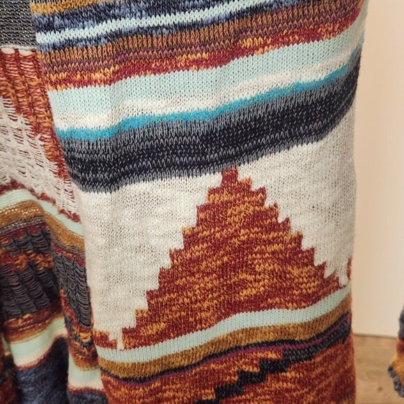 Mudd Southwestern Vibes Hooded Knit Cardigan Open Front Boho Cozy Fall Layers - Picture 12 of 14